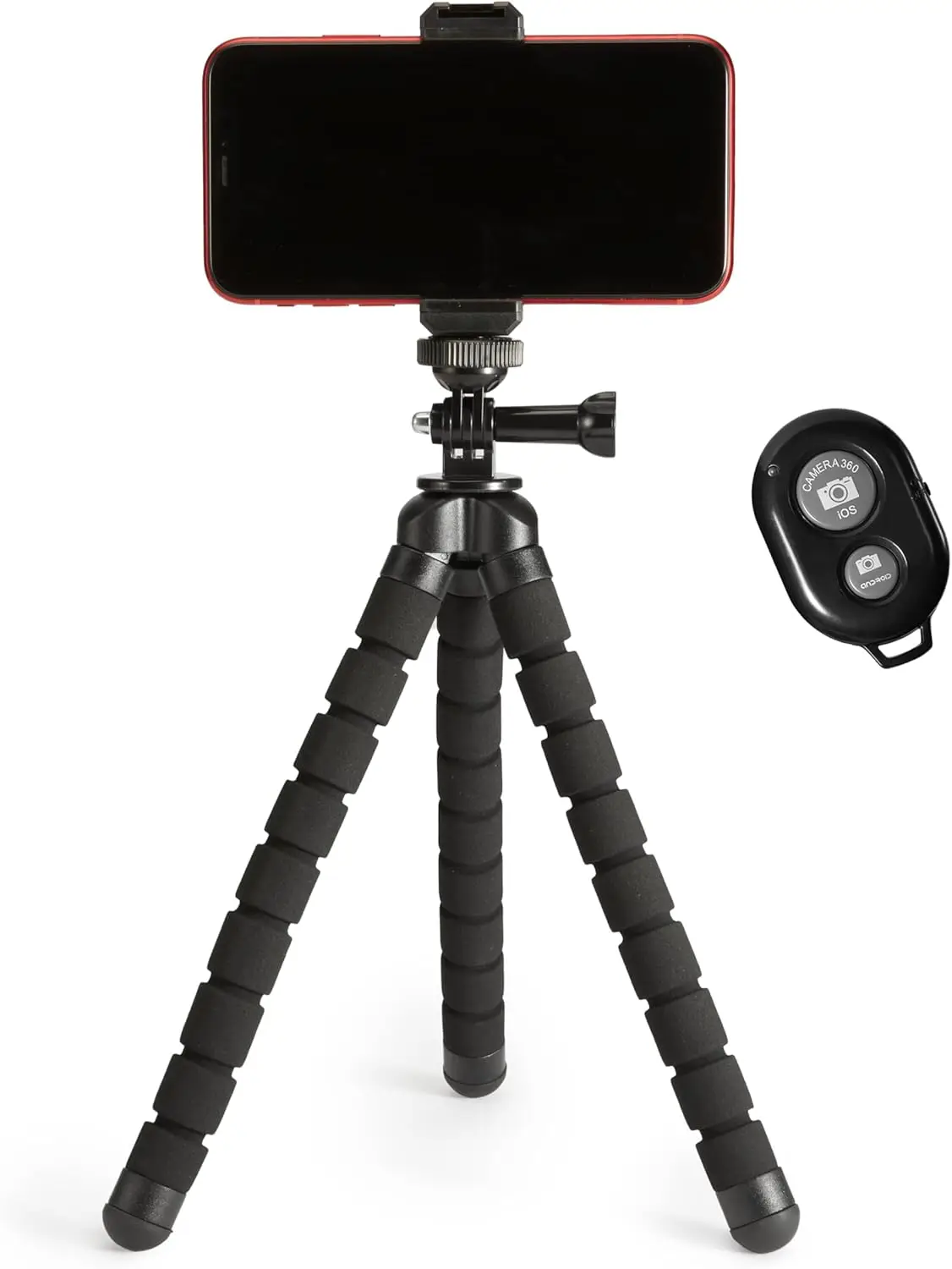 

Portable Flexible Tripod with Wireless Remote & Smartphone Clamp, 10-inch Black