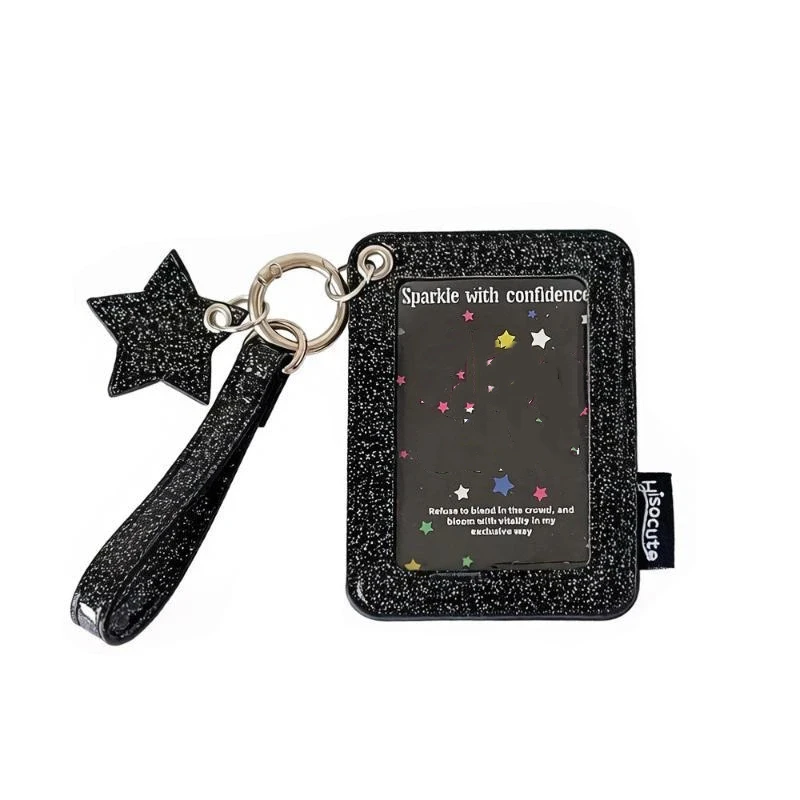 Kpop Fashion Solid Color Star 3-inch Photo Card Holder Cute Girls Idol Photo Storage Card Bag Decorative Pendant Keychain Gifts