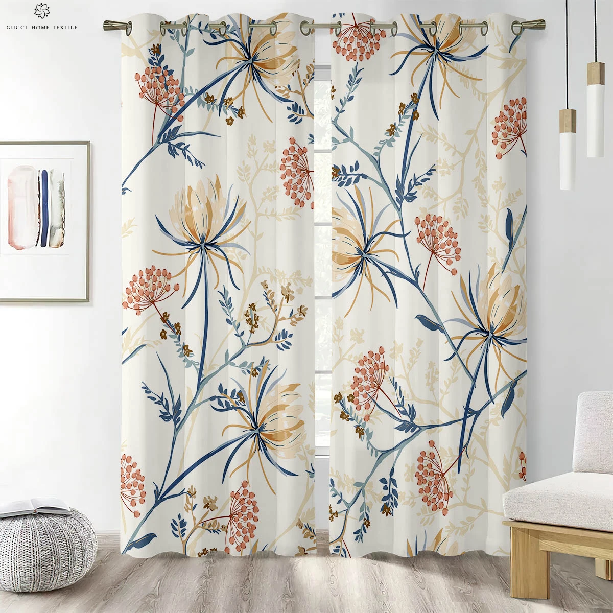 

Retro Floral Pastoral Style Printed Curtains 100% Polyester Machine Washable Bedroom Living Room Kitchen Decorative Curtains