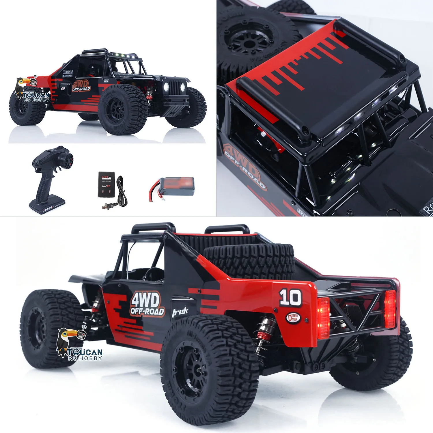 

1/10 Radio Control Desert Truck 1003 4WD Electric RC Off Road Car Metal Motor Base Light System Gyro Remote Controller 80KM/H