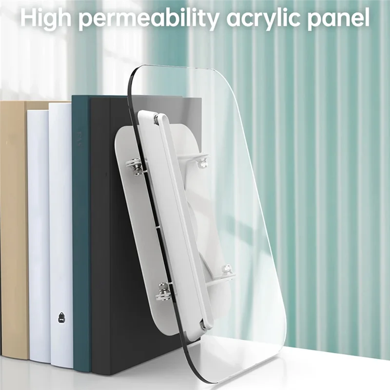 

360 Rotating Desktop Book Stand With Transparent Panel Page Clips Foldable And Angle Adjustable Holder For Book Holder