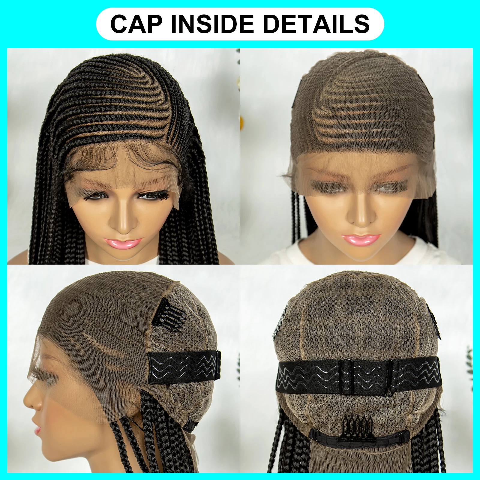 KIMA Synthetic Fulani Full Lace Braided Wigs Cornrow Braids Wigs With Baby Hair for Black Women