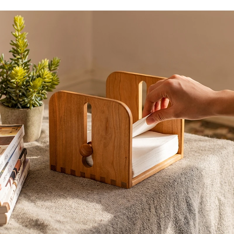 Simple Wooden Paper Towel Holder Lift Type Toilet Napkin Boxes Household Desktop Tissue Box Home Accessories