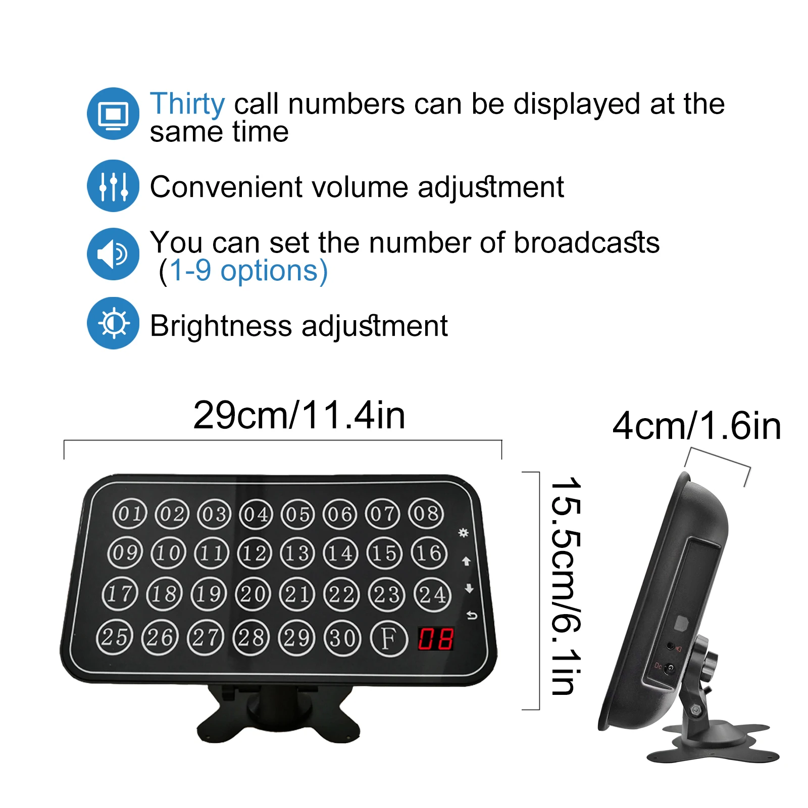 30 Groups Number Wireless Waiter Calling Bell System Restaurant Service Caller 1 Host Receiver + 10 Hookah Button Pager