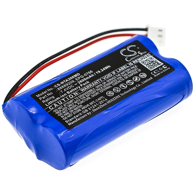 Batería de Repuesto CS para Audiómetro Natus Algo 3, Audiómetro Algo 3i, Algo 3, Algo 3i PN:88889209, EPG-0766, E 2600mAh / 19.24Wh