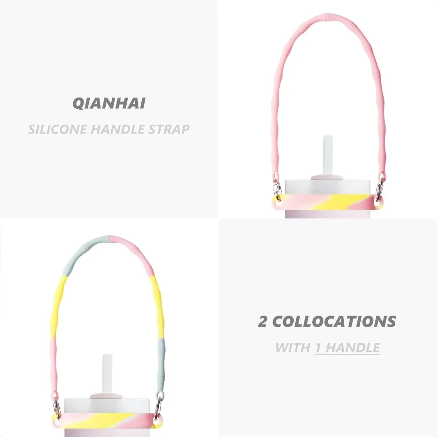 زجاجة مياه بمقبض من السيليكون وحزام من الخيزران على شكل حبال متينة وملحقات الناقل تناسب #3