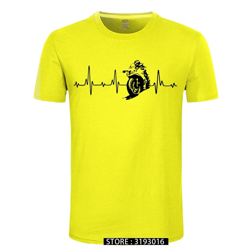 MOTORBIKE CYCLE BIKER HEARTBEAT Cool T Shirt Popular Gothic Men T-Shirts Japanese Tshirt Hip Hop Short-Sleeve T-Shirt Man