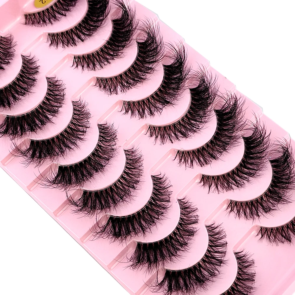 New 10 pairs 3D Mink Eyelashes Invisible Band Lashes Extension Natural False Eyelashes Cross Fairy Faux Big Eye Long Fake Lashes