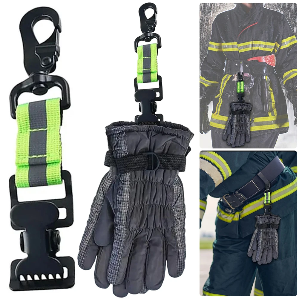 Glove Holder Safety Glove Keeper with Reflective Trim Glove Belt Clip for Work Firefighter Rescue Fire Gear Accessories