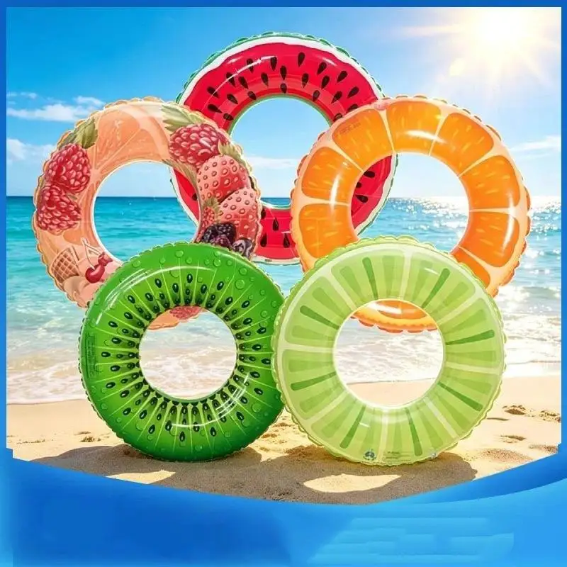 1Pcs Inflatable Fruit Swim Ring Orange Pattern Durable PVC Pool Float for Summer Beach Pool Party Water Entertainment