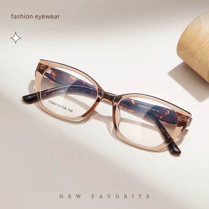 

YCFoya Fashion Luxury Cat Eye Women's Glasses Ultra-light Temperament Retro Trend Optical Prescription Eyeglasses Frame T3989