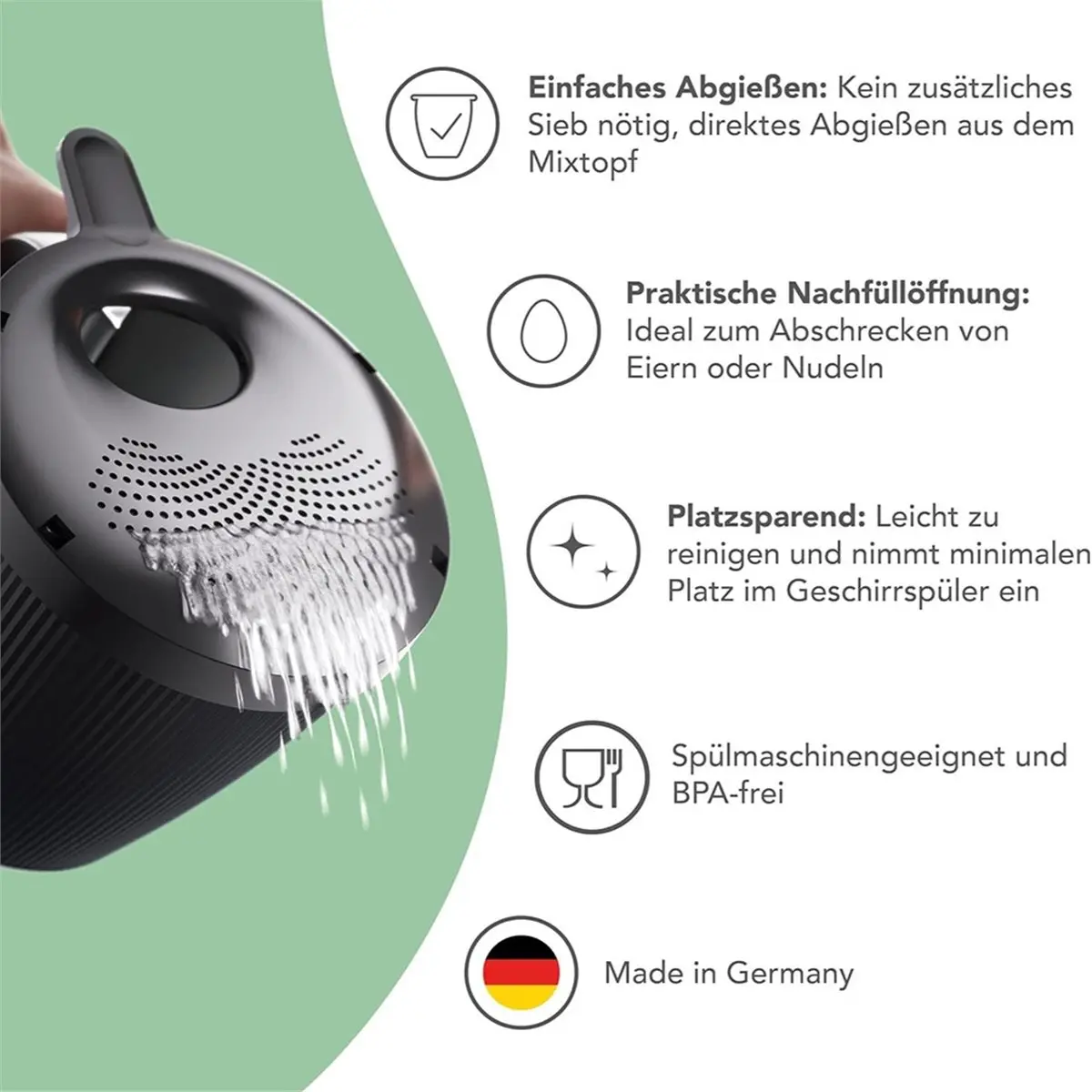 Conjunto de 2 Tampas Coadoras de Massa para Cozinha, Economia de Tempo, Acessórios Multifuncionais para Processador de Alimentos, Utensílios de Cozinha Pequenos / Coador L