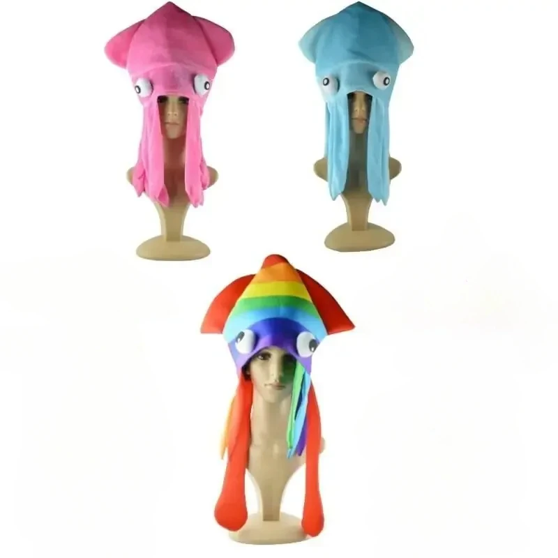 Halloween Funny Rainbow Squid Hat Yellow Flying Duck Hat Clothing Accessories Carnival Fun Party Marine Animal Octopus Headdress