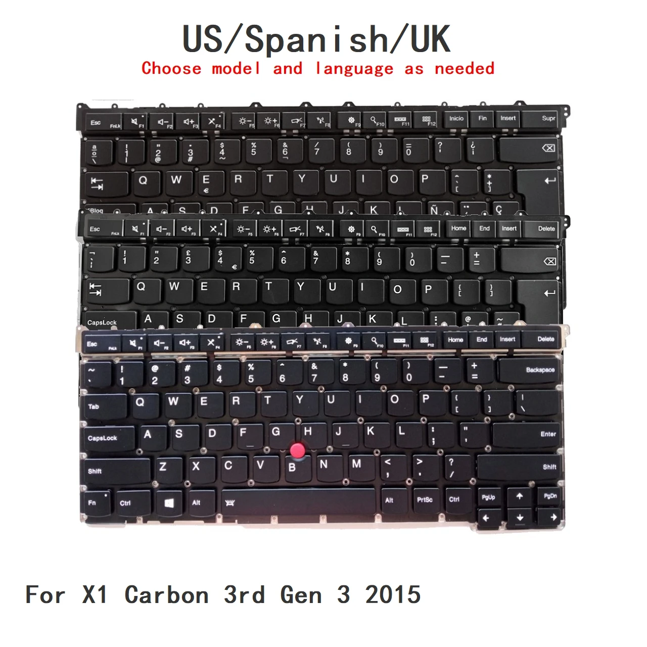 New US Spanish UK Language  Backlit Keyboard For Lenovo Thinkpad X1 Carbon 3rd Gen 3 2015 Notebook PC Replacement Keyboard