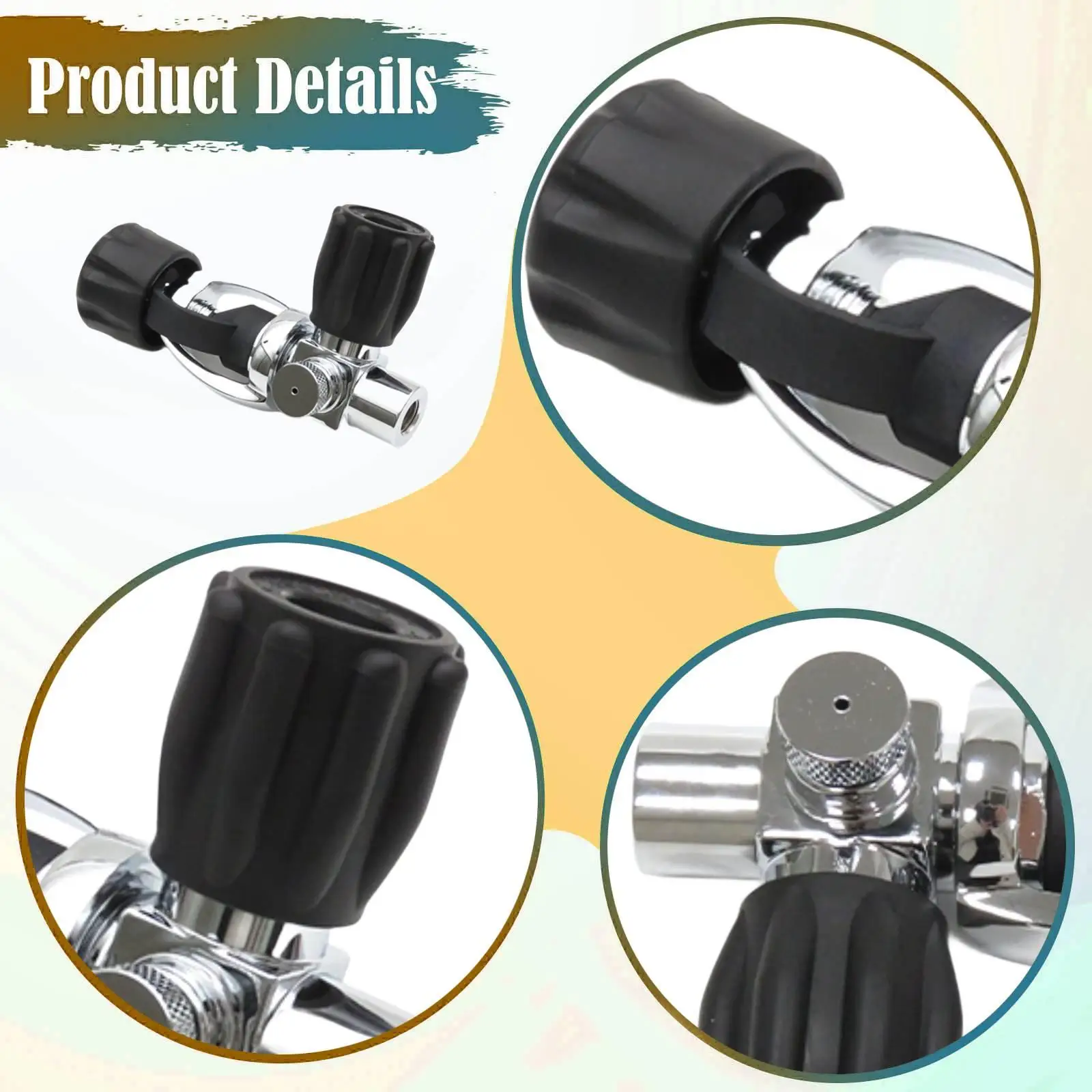 Scuba Diving Tank Valve 3500 Psi Chrome Plated Cylinder Fill Adapter Compressed Air Bottle Connector for Diving Kit