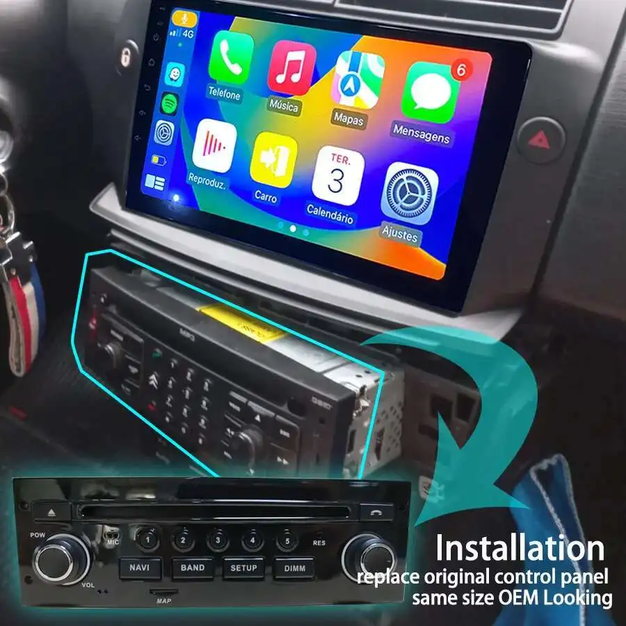 OEM Style Control Panel To Car Android Screen For PEUGEOT 207 207CC 2006-2015 For Citroen C4 C5 C-Triomphe C-Quatre 2004-2011