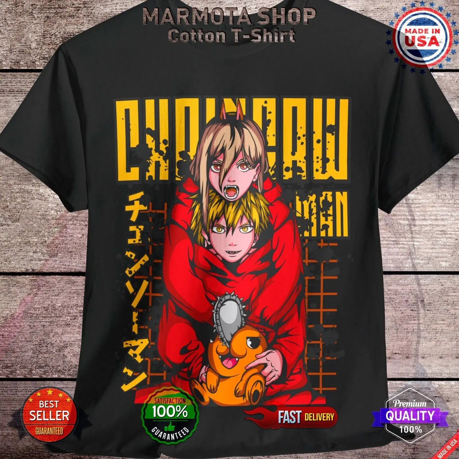 Power Denji Shirt Chainsaw Man Anime Tee T-Shirt Waifu Ecchi Sexy Makima Unisex