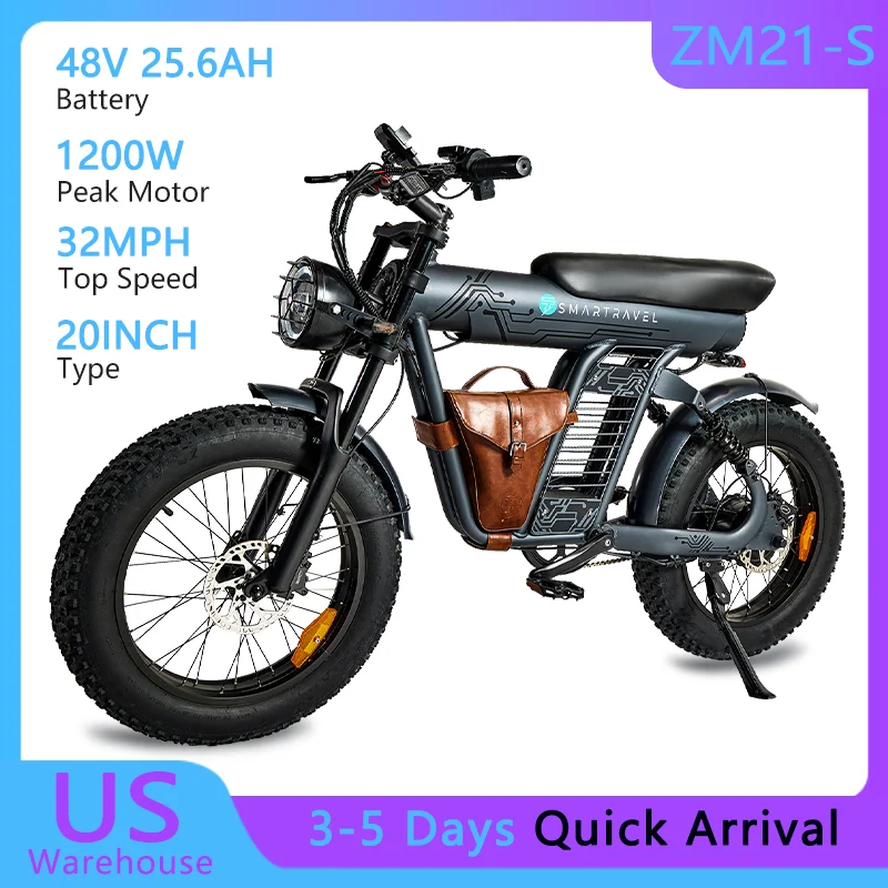 1200W Adult Electric Bike 48V 25.6Ah Removable Battery 32MPH 20Inch Electirc Bicycle 80 Miles Max Range Electric Mountain Bike