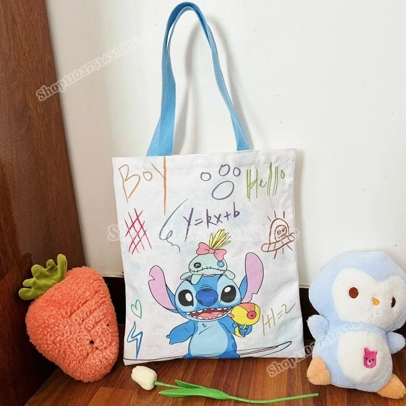 35x40 cm Leuke Stitch Canvas Draagtas voor dames Canvas Handtassen Anime Lilo en Stitch Grote Capaciteit Winkelen schoudertassen
