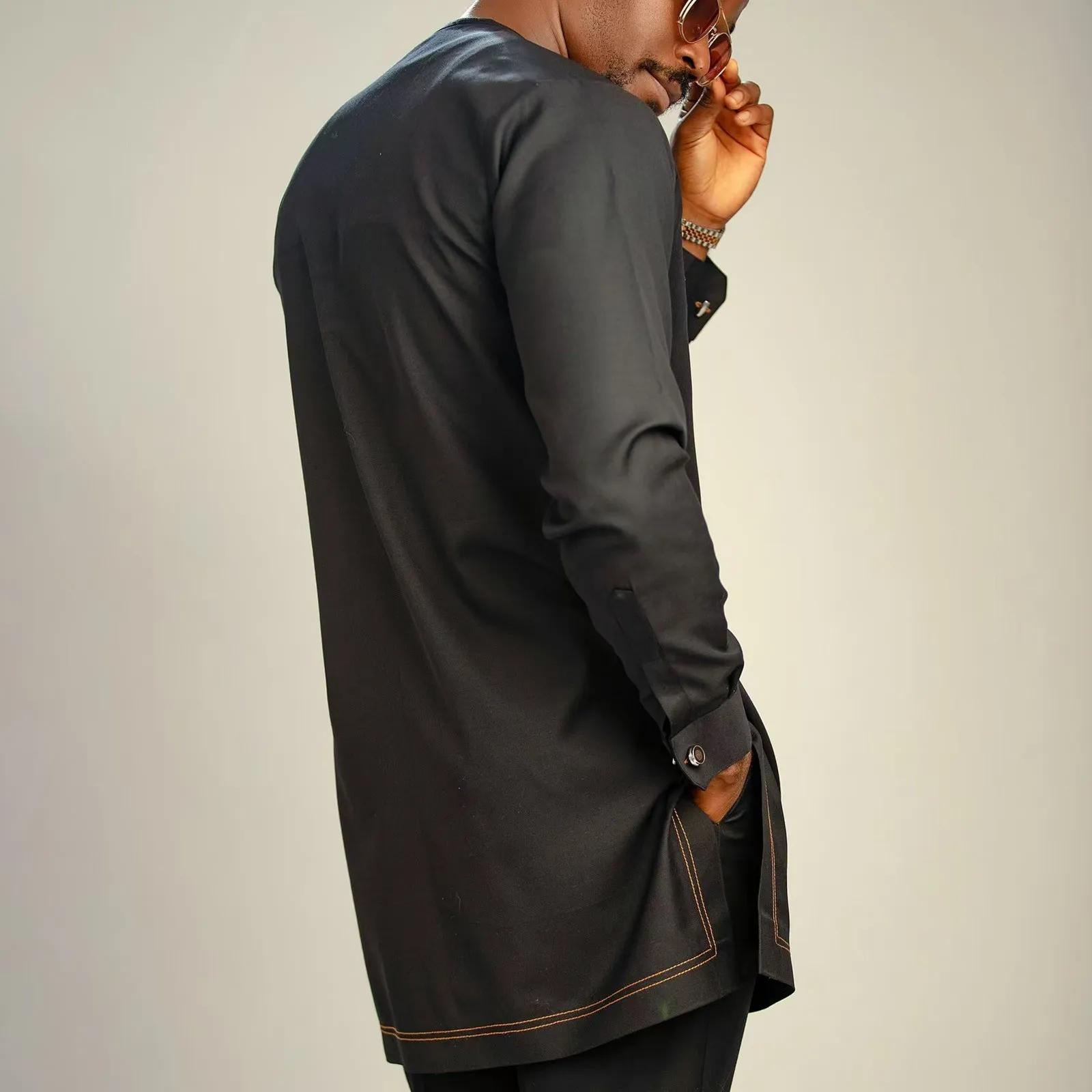 2 قطعة مجموعة الرجال التطريز مسلم الجلباب فستان أطفال مع سروال داخلي موضة كم طويل جيب جوبا ثوب رمضان الملابس الإسلامية الجلابة