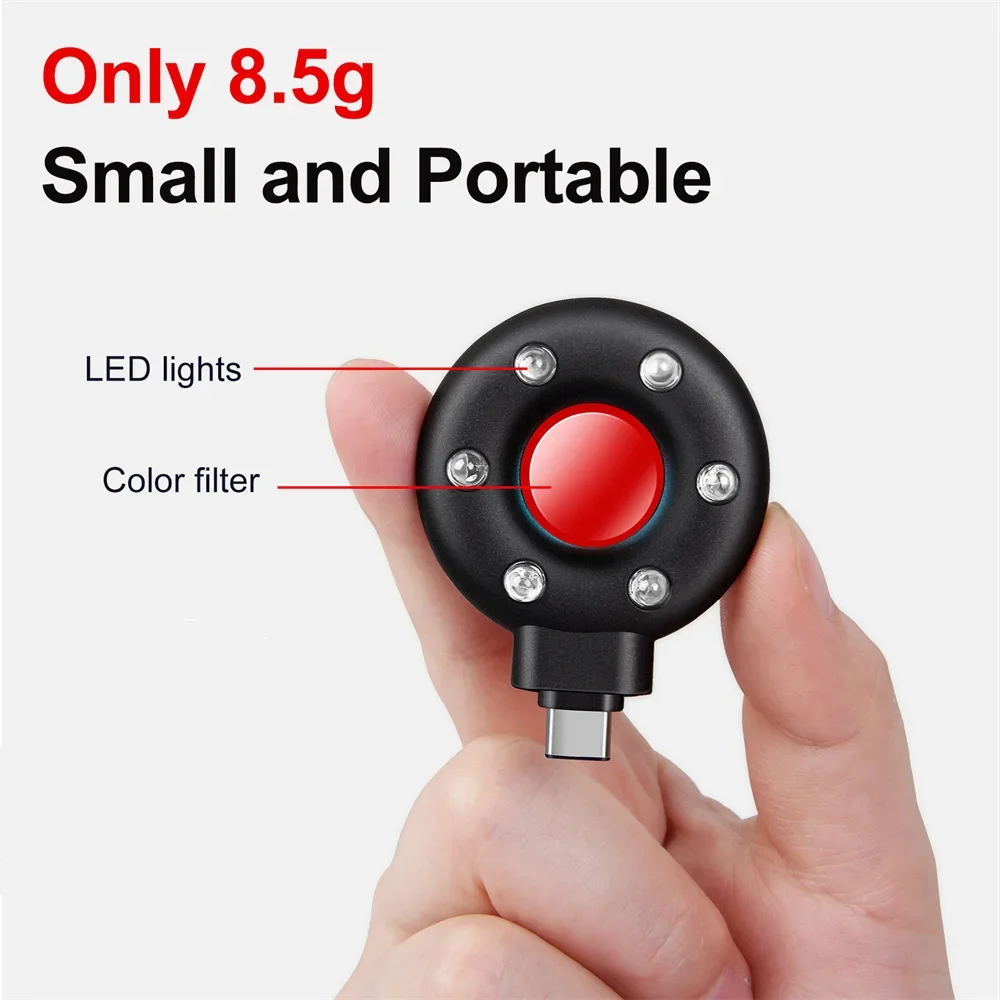 USB-C Anti Candid เครื่องตรวจจับกล้องสําหรับท่องเที่ยวกลางแจ้งโรงแรมให้เช่า Anti-Theft กล้อง LED IR ALARM เครื่องตรวจจับกล้องที่ซ่อนอยู่แบบพกพา
