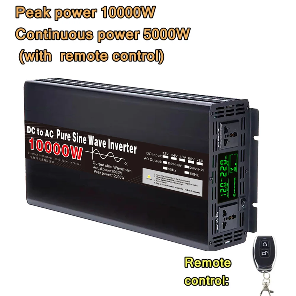 Imagem -06 - Carregador Portátil Solar Off-grid Poder Inversores Inversor de Onda Senoidal Pura 10000w 8000w 10kw dc 12v 24v 48v a 110v ac 120v 220v