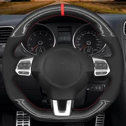 Coprivolante per auto a treccia cucito a mano personalizzato per Volkswagen Golf 6 GTI MK6 VW Polo GTI Scirocco R Passat CC r-line 2010