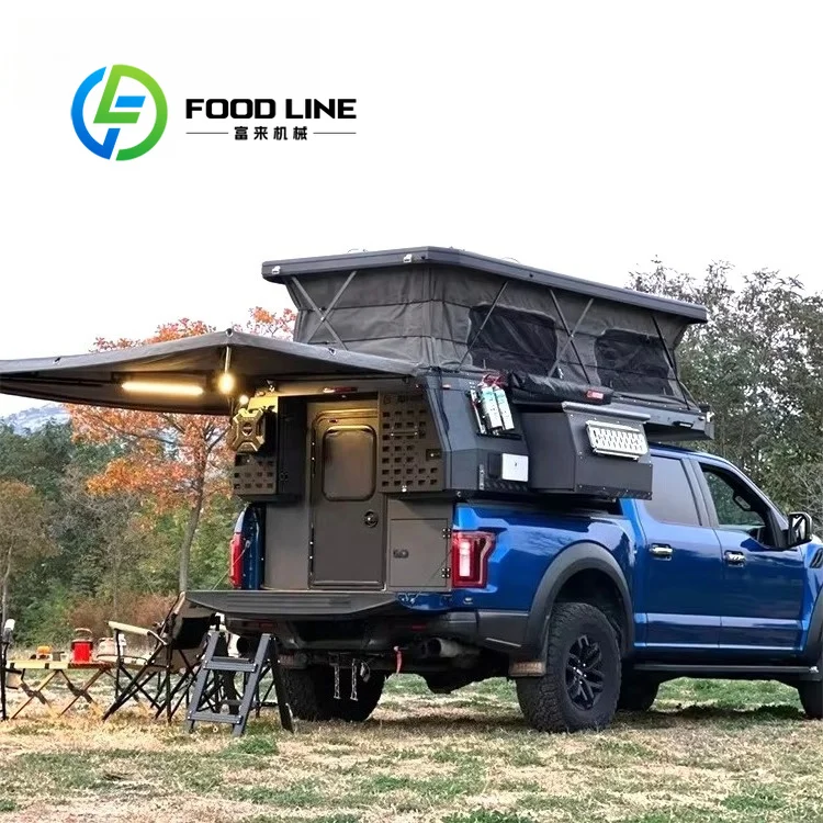 Camper For Pickup Truck Pop Up 4X4 Travel Shelter Anti‑Pinch Lifting Structure For Safe Opening Operation, Camper For Truck