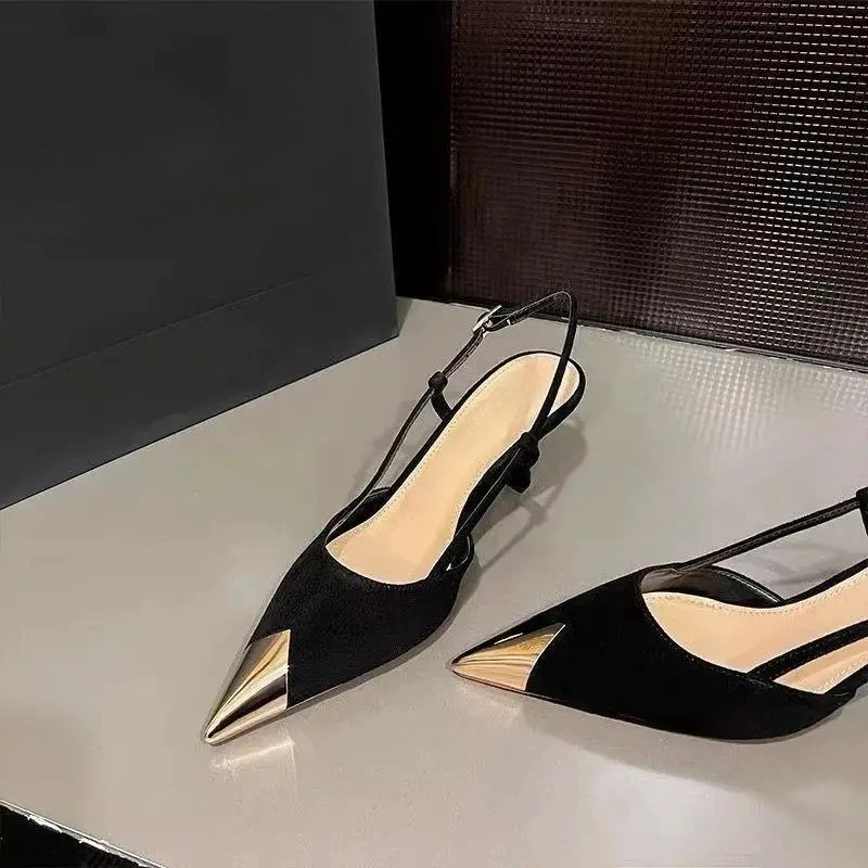 Spitze High Heels für Damen mit dünnem Absatz, Sommer 2026 Neuheit, Schwarze Verführerische Wildleder-Wickelsandalen, Modisch