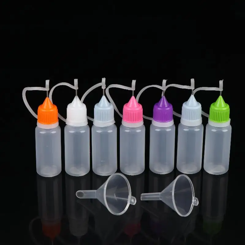 【M】1 Set Clear Plastic Needle Tip Squeeze Bottles With Leak Proof Lids Multi Sizes Perfect For Crafts Glue Storage
