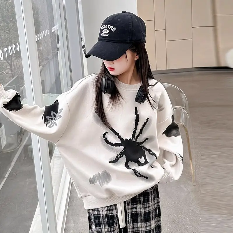 

Girls Autumn Spring Korean Style Trend Oversized Sweatshirts 2025 New Teenage Kids Stylish Casual Pullover Top Clothes
