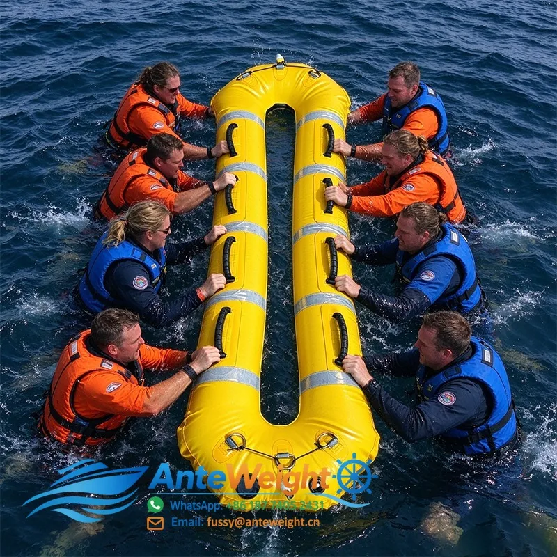 Inflatable Floating Rescue Ladder Custom Logo Easy Climb High Weight Capacity  Portable Marine Ladder  for Boat Pontoons