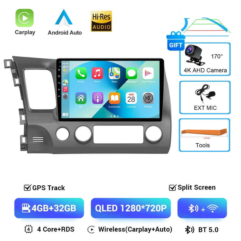 2 Din Android 16 Autoradio Voor Honda CIVIC 2006-2011 LHD GPS Navigatie Video Multimedia Speler DSP Geen DVD 10''