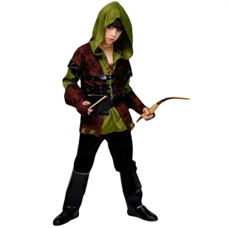 Kids Archer Costume Boys Hunter Costume Robin Hood Cosplay for Halloween Purim Carnival Party Outfits Halloween Costumes for Men