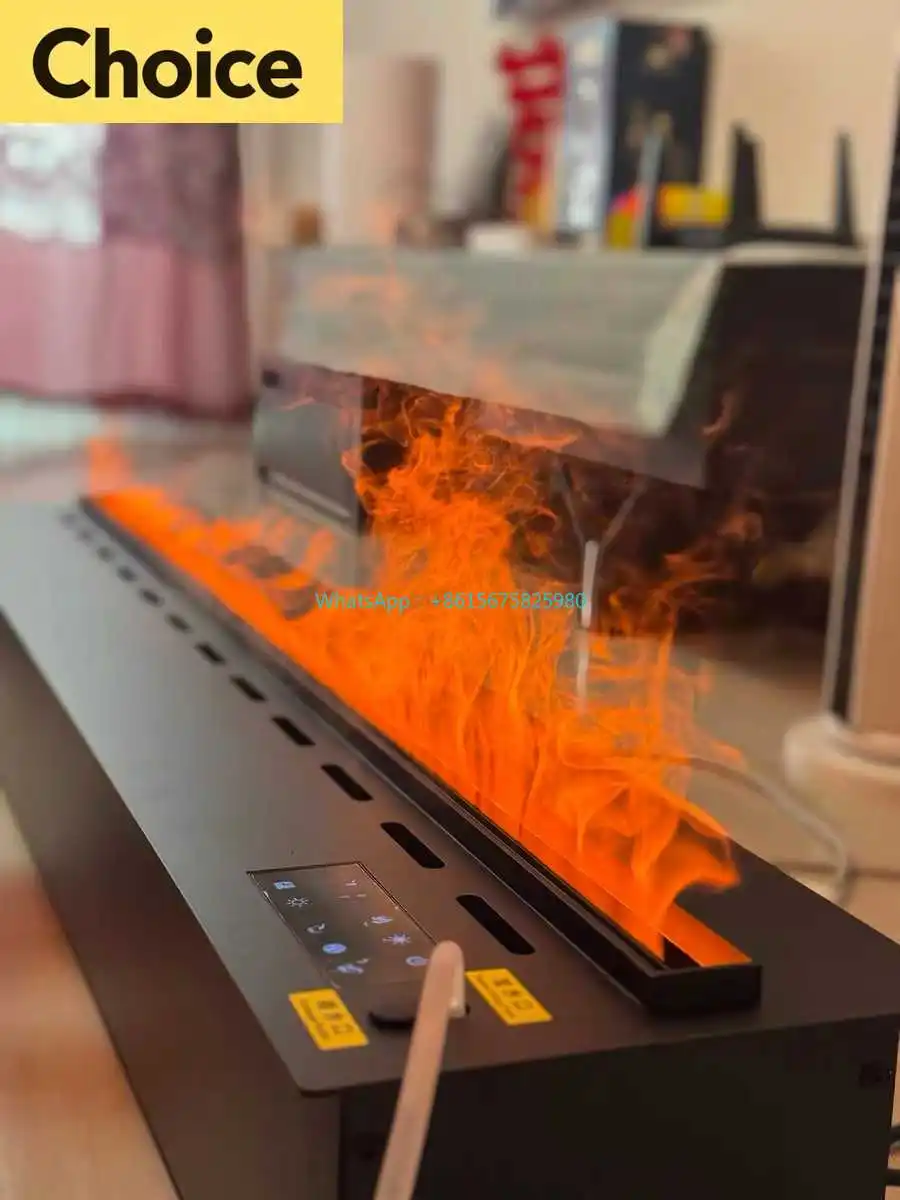 Modern Simulation Flame Fireplace Metal TV Cabinet Home Hotel Embedded Decor