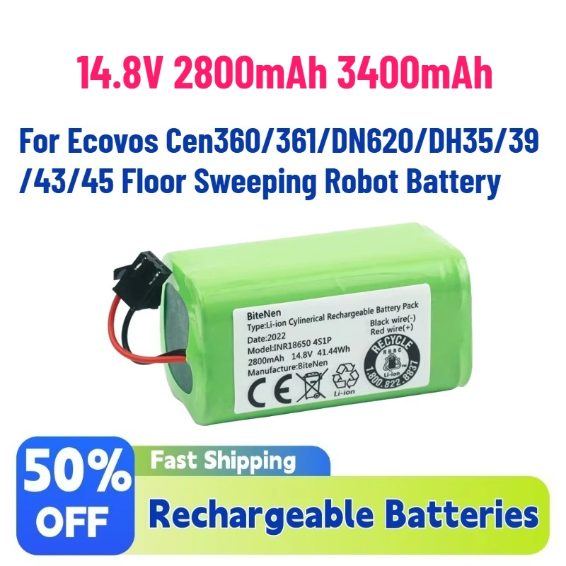 

In Stock New14.8V 2800mAh 3400mAh Replacement Battery for Ecovos Cen360/361/DN620/DH35/39/43/45 Floor Sweeping Robot Battery