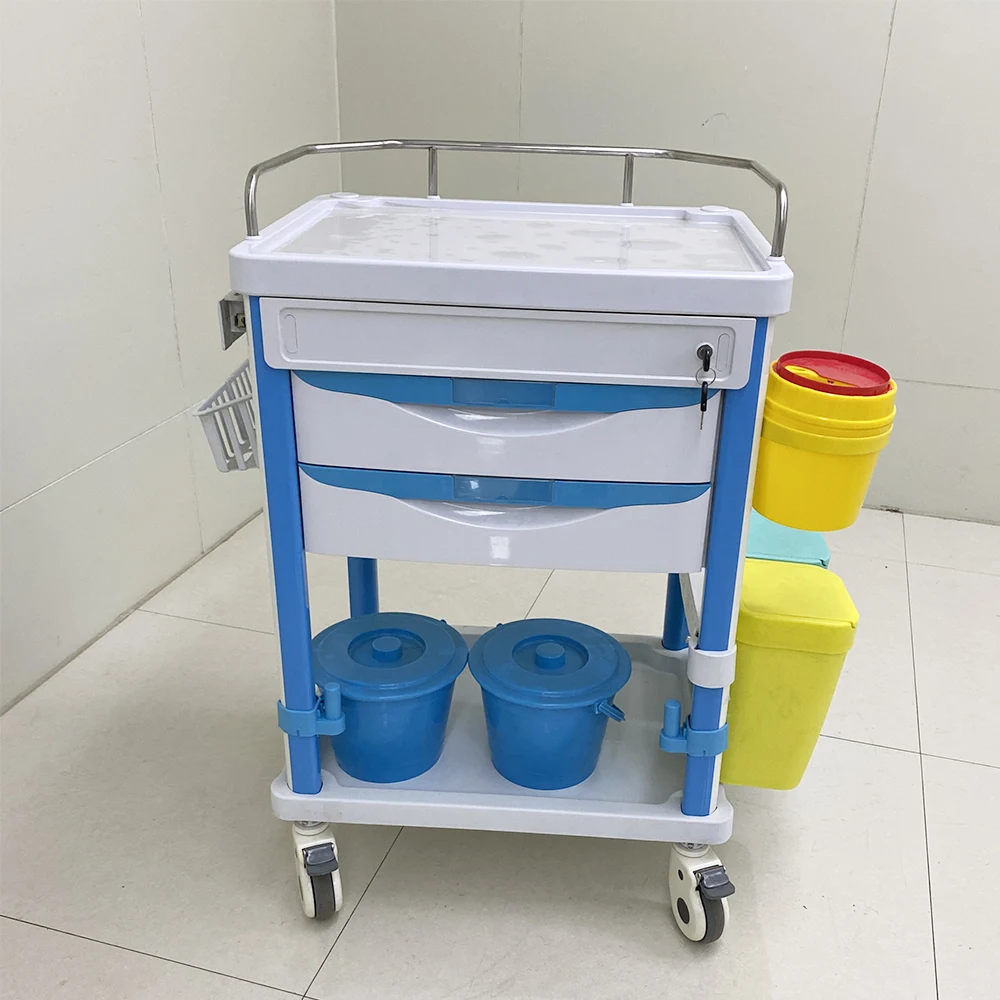 Medische noodkar, 5-lades noodhulptrolley, behandelkar voor ziekenhuis en kliniek, zwaarbelastbaar medisch materiaal