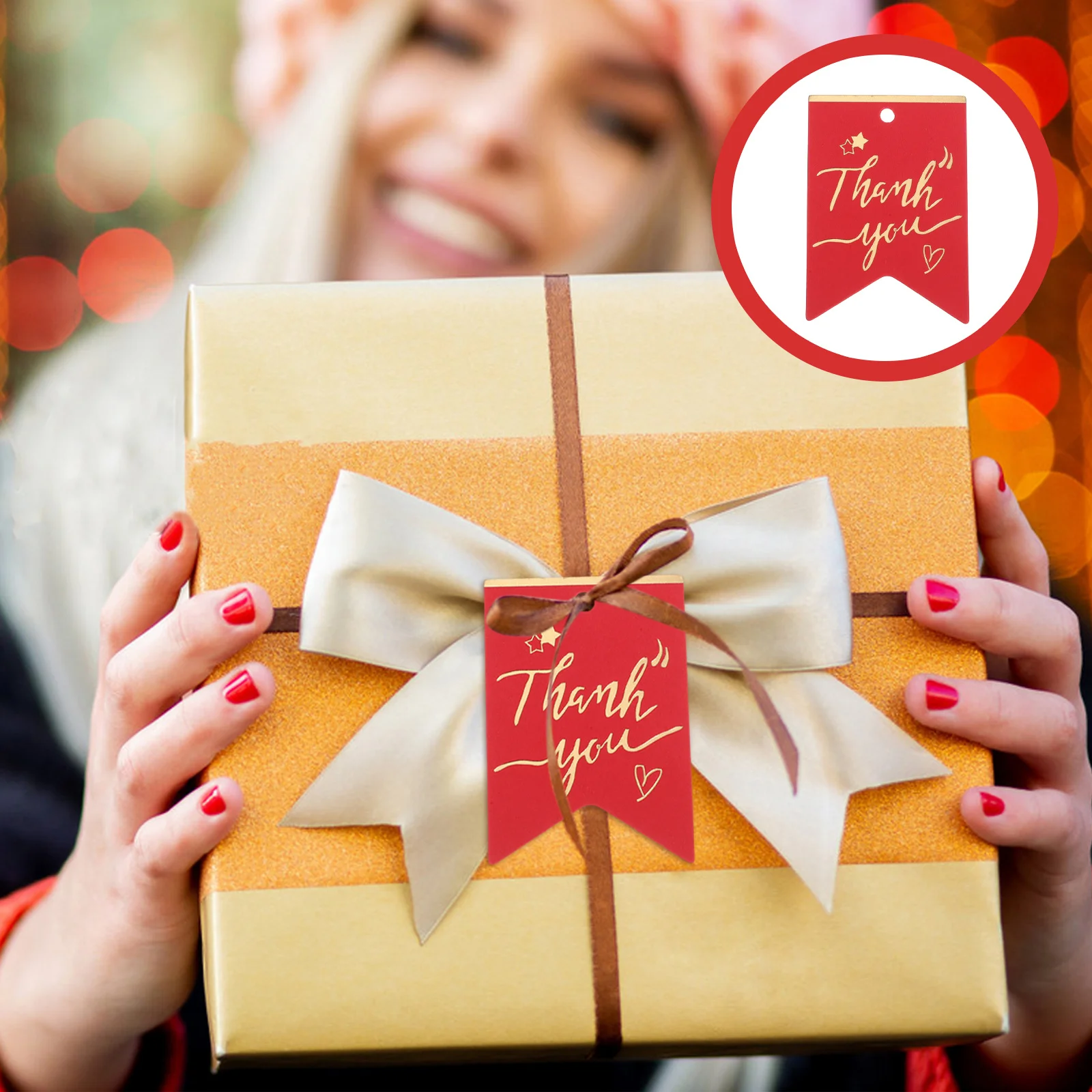 100 قطعة من علامات تعليق تغليف الهدايا، ملصق شكر ممتاز لحفلات الزفاف وحفلات أعياد الميلاد، ملصقات ورقية مستديرة ذاتية الصنع #1