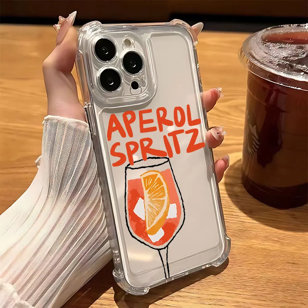 جديد حار الأزياء Spritzs Aperols حالة الهاتف آيفون 17 16e 16 15 14 13 12 11 الهواء برو ماكس 7 8 زائد مكافحة سقوط غطاء شفاف