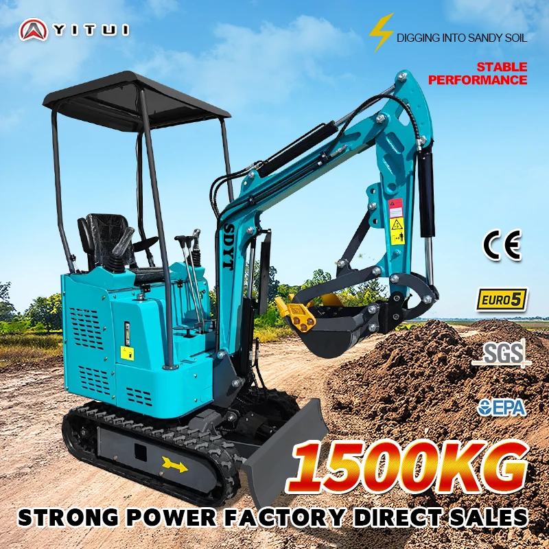 

Customized Compact 1.5T Mini Excavator 360° Rotation | Small Digger for Narrow Space Construction & Residential Renovation
