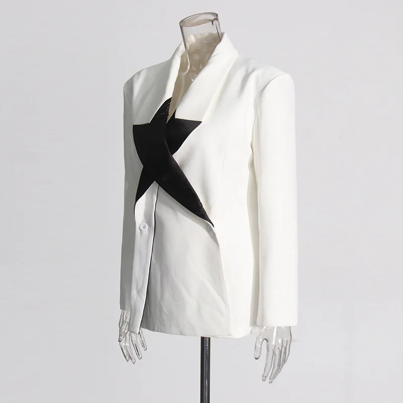 HKSH Autunno Nuove Donne Alla Moda Giacca Patchwork Contrasto di Colore Personalizzato High Street Elegante Casual Office Lady Ins Cappotto HK9955