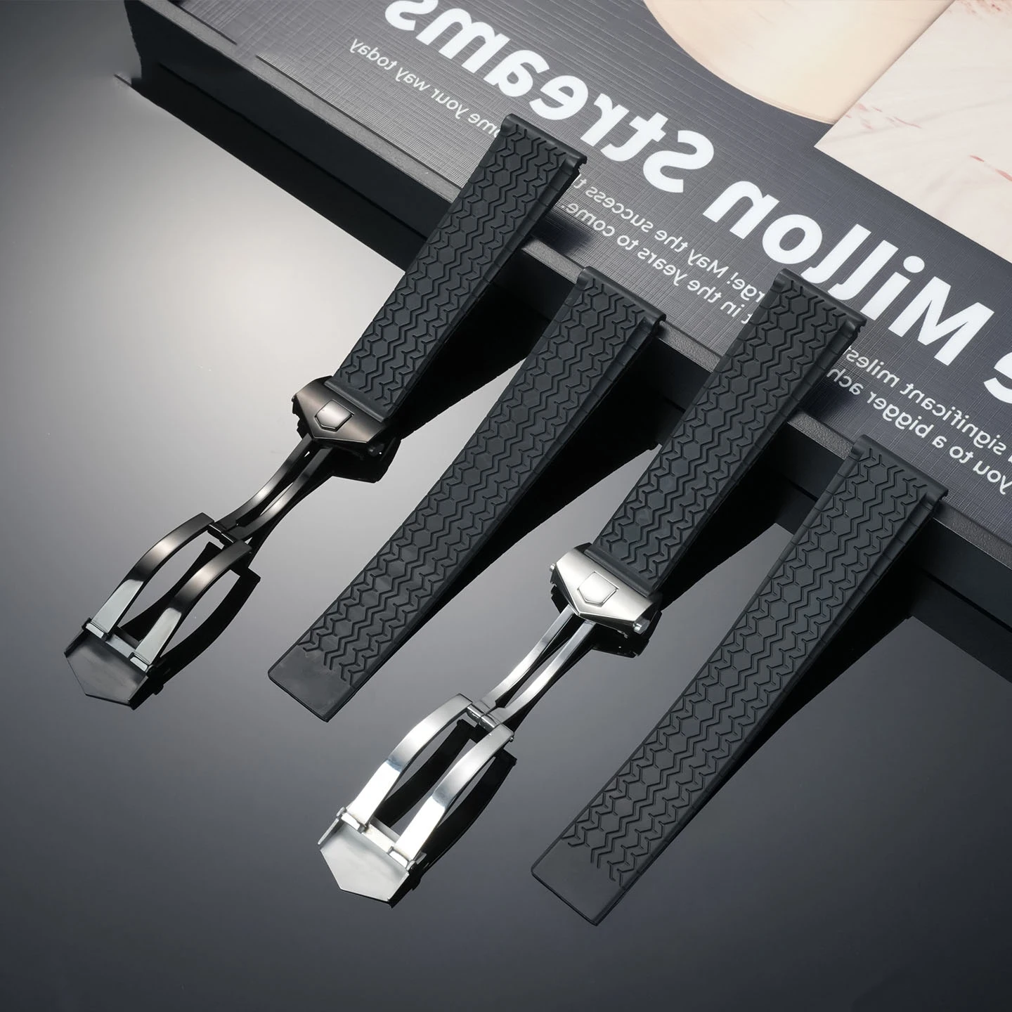 سيليكون المطاط الأسود حزام الساعات 22 مللي متر حزام ساعة اليد ل علامة حزام الناقل F1 ل Heuer الفرقة فراشة مشبك محرك الموقت أشرطة ساعات اليد #2