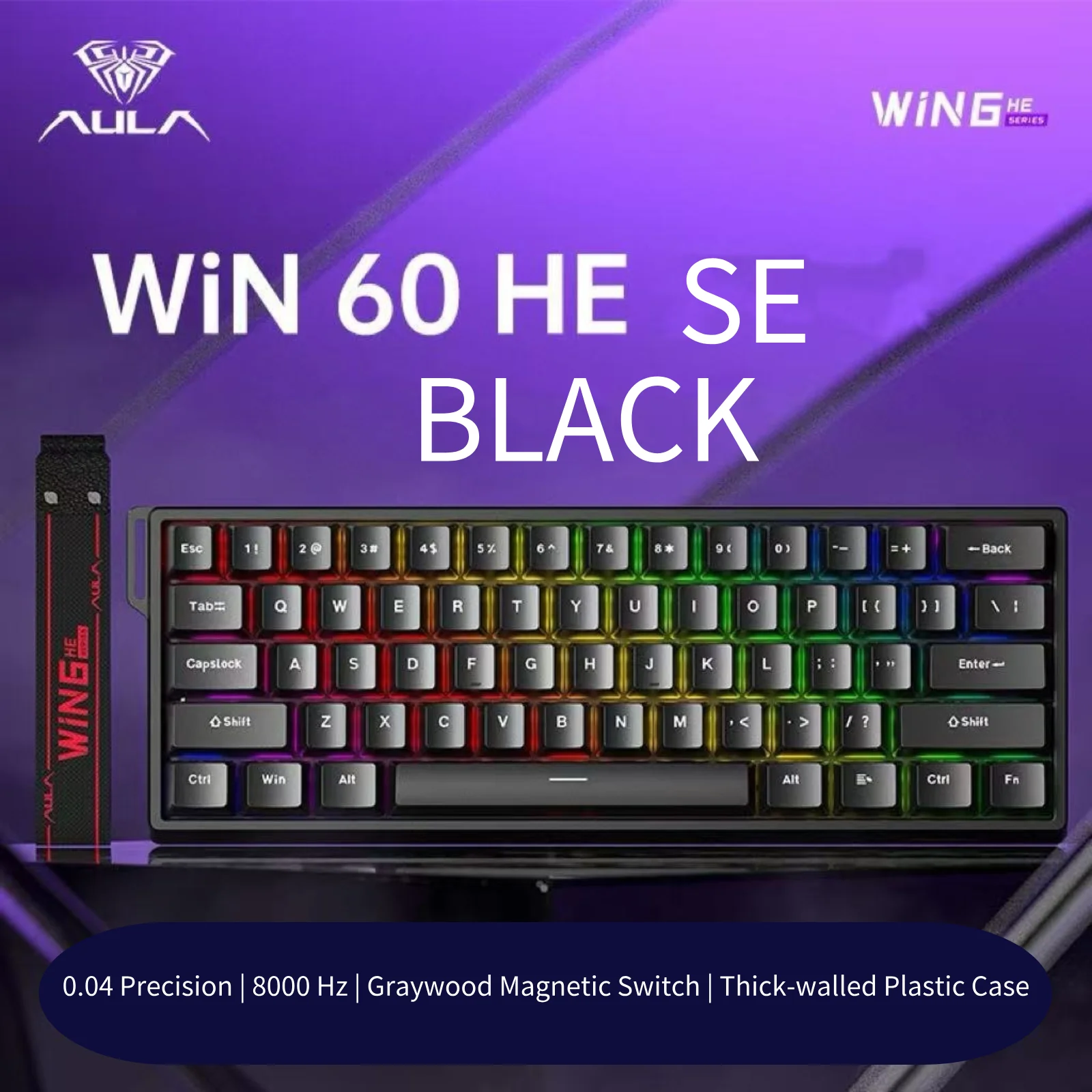 AULA HERO 60HE Magnetic Switch Keyboard RGB Gaming Mechanical Keyboard Rapid Trigger 8K Return Wired Esports Custom Keyboard