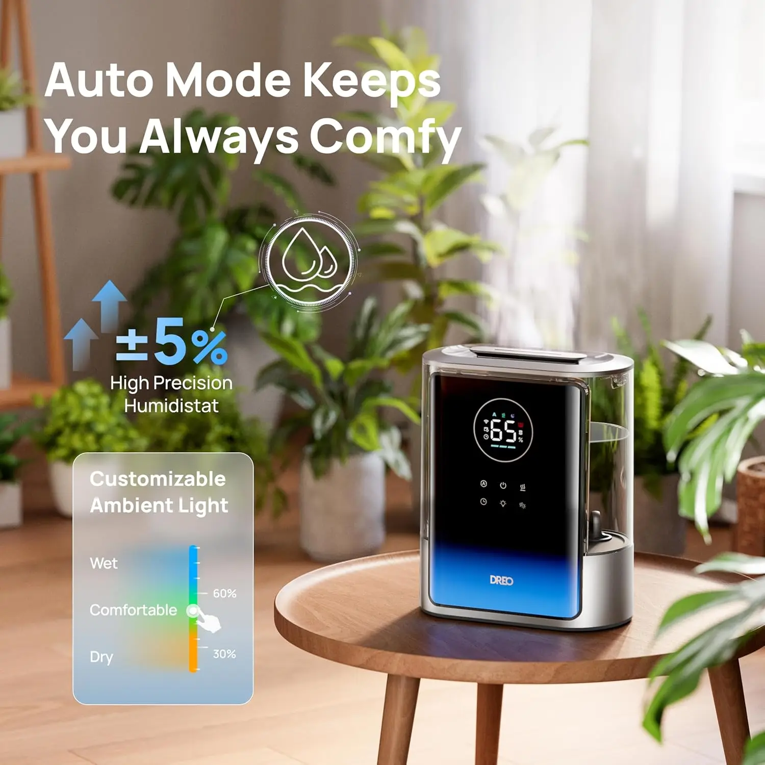 

8L Smart Humidifier Large Room 600ft², HM717S, 80H Runtime Supersized Warm and Cool Mist Humidifiers for Bedroom Baby