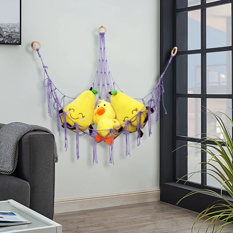 Large Capacity Stuffed Animals Hammock Net Macrame Boho Home Decorations Corner Toy Storage Organizer Plush Toys Hanging Net