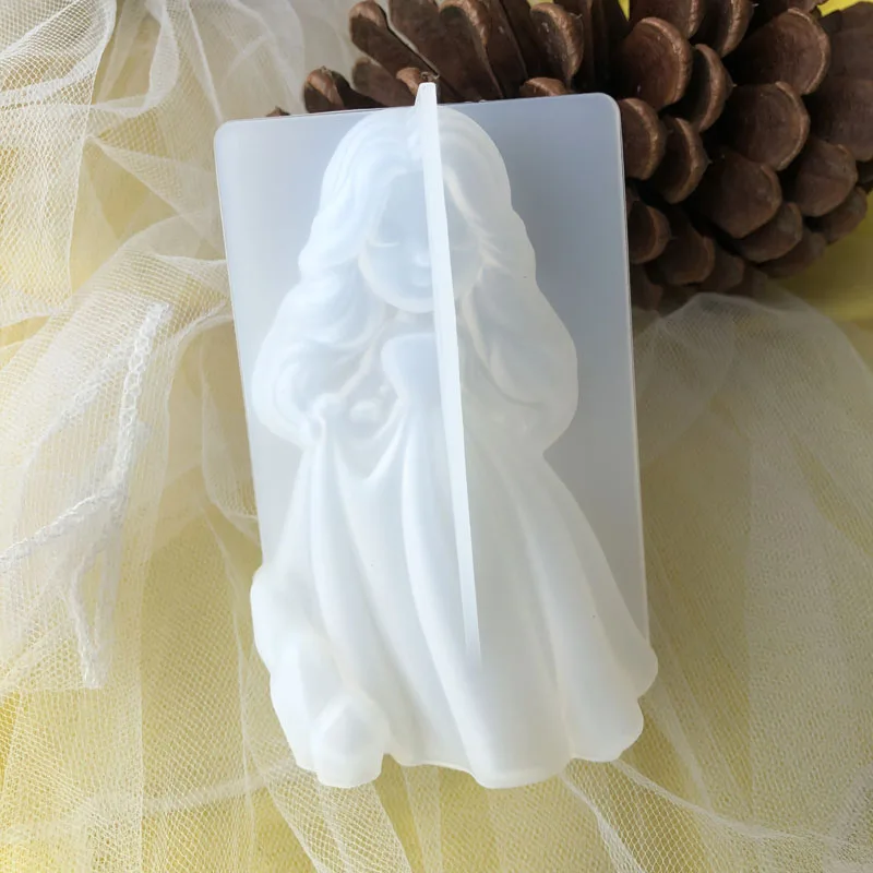 3D Cute Princess Silicone Candle Mould Angel Girl Soap Resin Plaster Making Mold DIY Human Chocolate Baking Tool Home Decor Gift