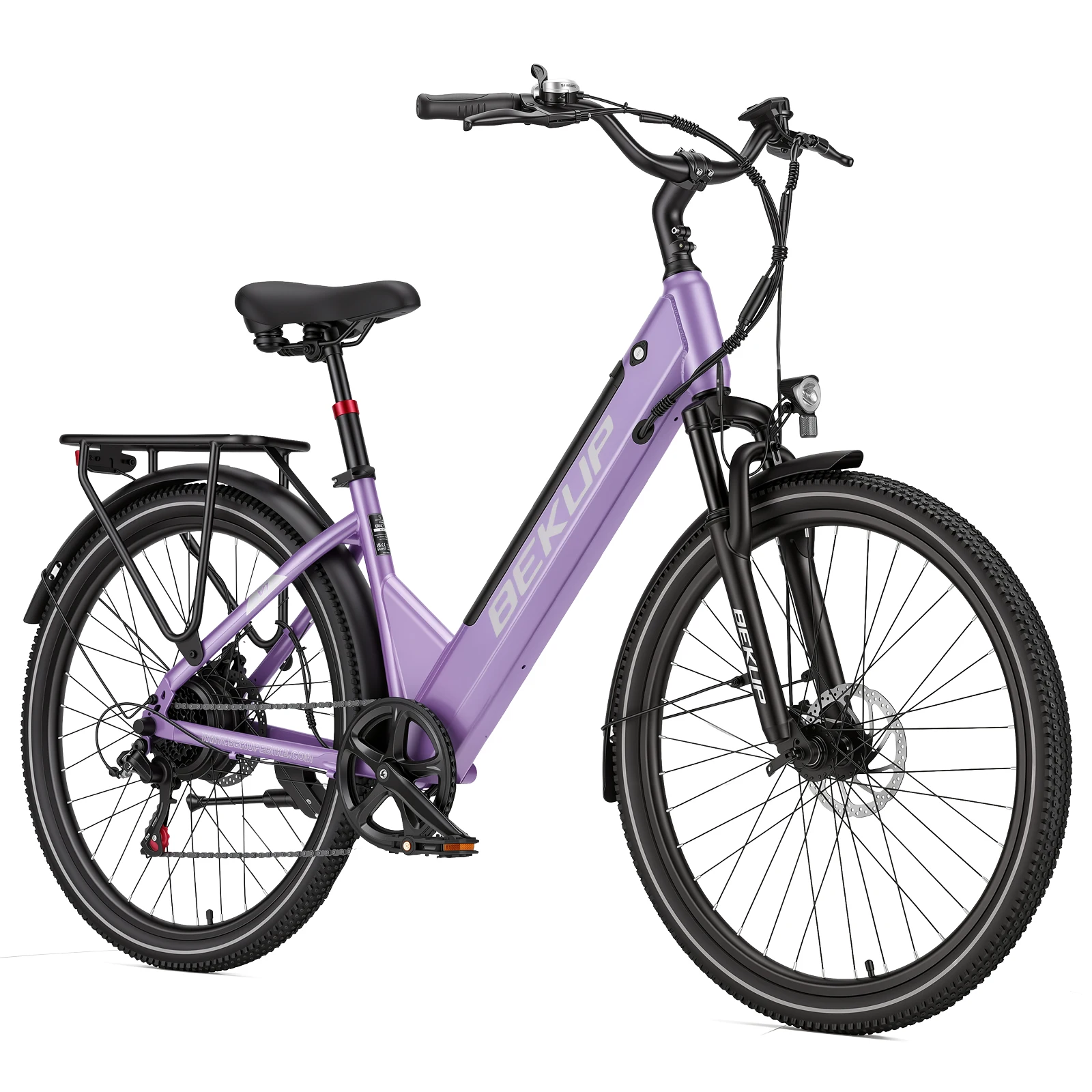 BEKUP V1 E-Bike für Damen, 26-Zoll-Reifen, 36V 14,5Ah Akku, 250W Heckmotor, 45Nm Drehmoment, 75KM Reichweite, 7-Gang-Schaltung, Federgabel und Sattelstütze, Scheibenbremsen mit Bremslicht E-Bike