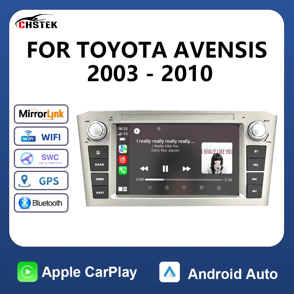CHSTEK Car Radio Navigation GPS For TOYOTA AVENSIS 2003 2004-2010 Wireless Carplay Android Auto 4G Bluetooth WiFi Multimedia GPS