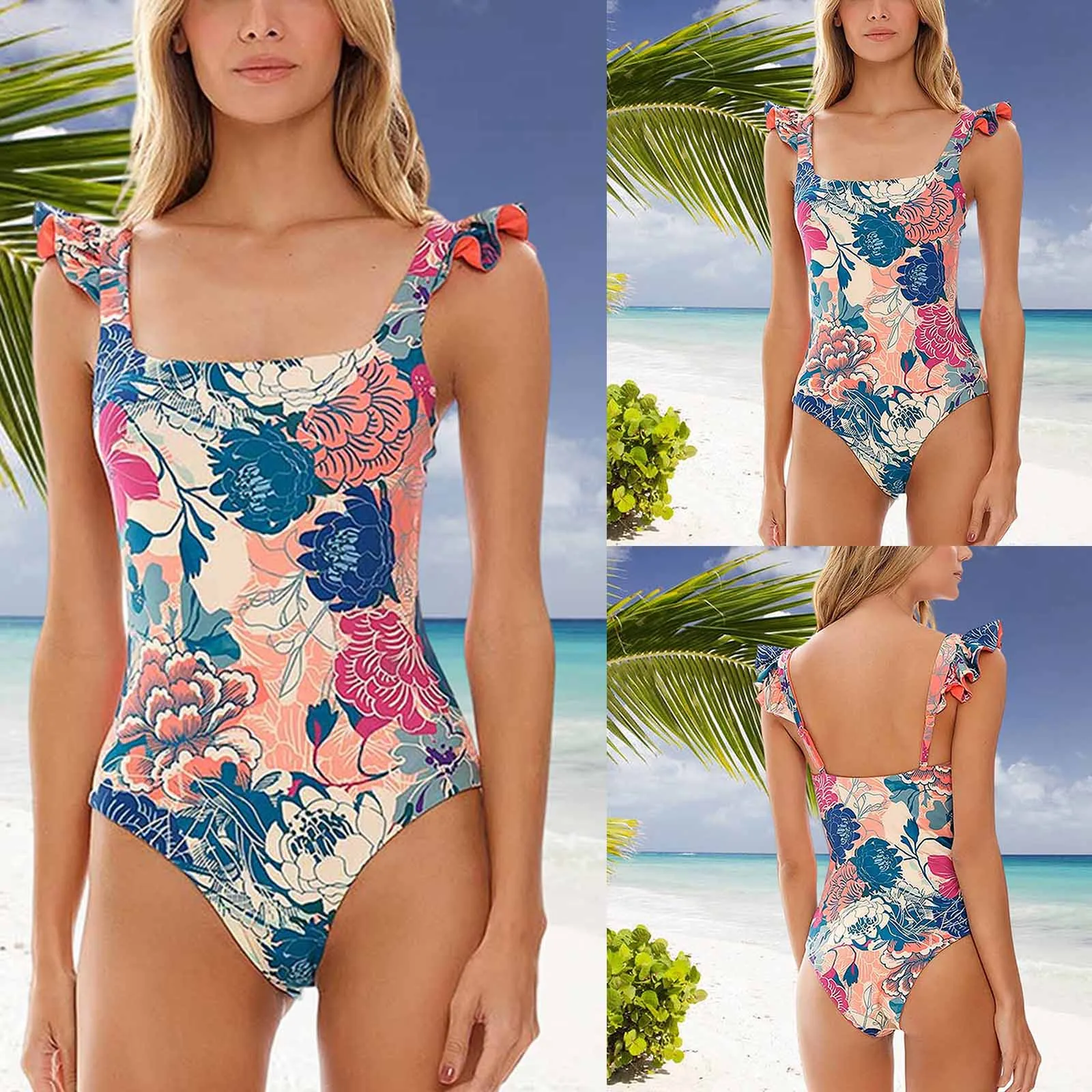 Ladies One Piece Floral Printing Swimming Costume Sexy Classic With Bra Pads And No Steel Bra For Women Bikini Swimsuits