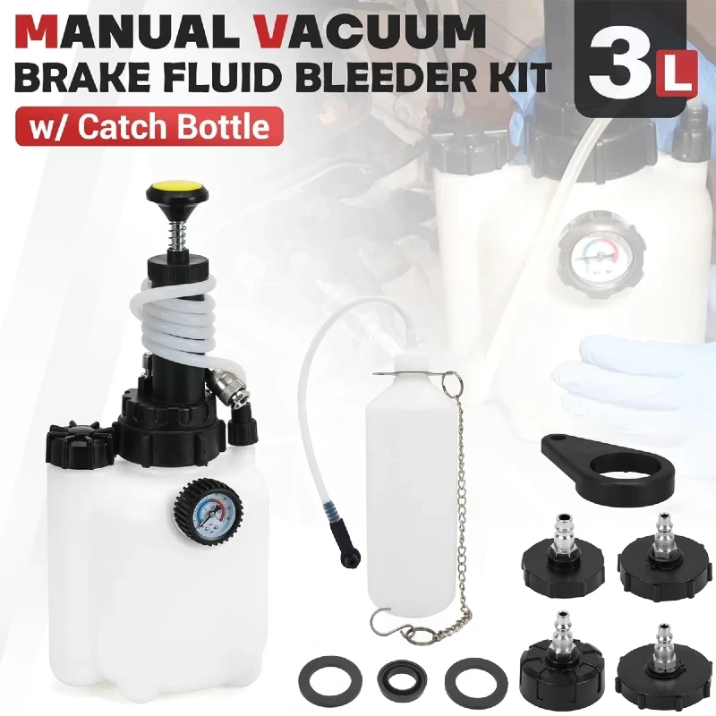 Kit de Sangria de Fluido de Freio Manual para Carros 3L, Bomba de Vácuo para Fluido de Freio, Máquina Profissional de Limpeza de Freio, Sangrador de Freio Pneumático